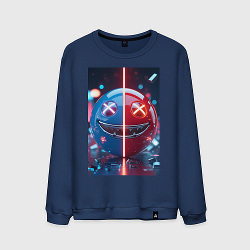 Мужской свитшот Смайлик твоего переменного настроения / Тёмно-синий – фото 1