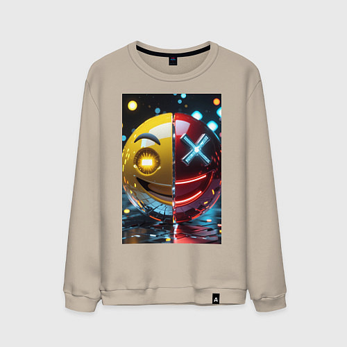 Мужской свитшот Смайлик твоего переменного настроения / Миндальный – фото 1