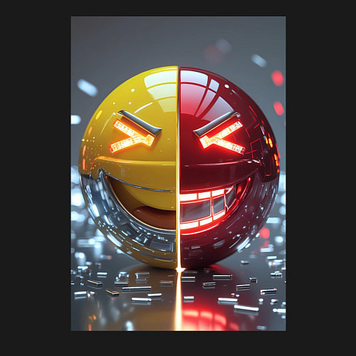 Мужской свитшот Смайлик твоего переменного настроения / Черный – фото 3