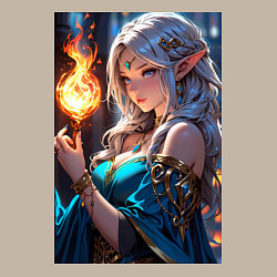 Свитшот хлопковый мужской Прекрасная эльфийка-маг с шаром огня, цвет: миндальный — фото 2