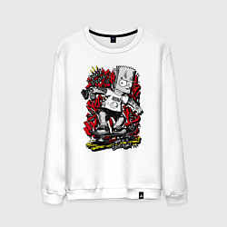 Свитшот хлопковый мужской Барт с татуировками, цвет: белый
