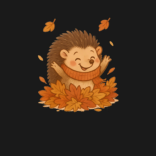 Мужской свитшот Ежик в листьях / Черный – фото 3