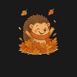 Свитшот хлопковый мужской Ежик в листьях, цвет: черный — фото 2