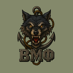 Свитшот хлопковый мужской ВМФ волк, цвет: авокадо — фото 2