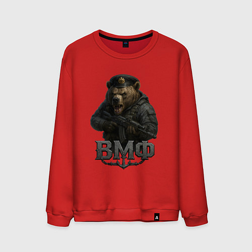 Мужской свитшот ВМФ медведь пехотинец / Красный – фото 1