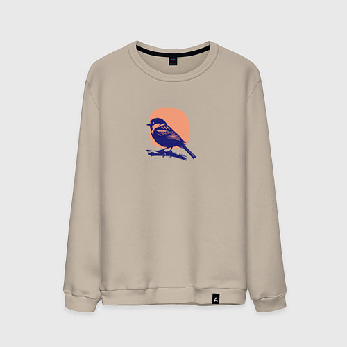 Мужской свитшот Воробей на закате / Миндальный – фото 1