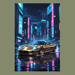 Свитшот хлопковый мужской Суперкар едет среди небоскребов, цвет: авокадо — фото 2