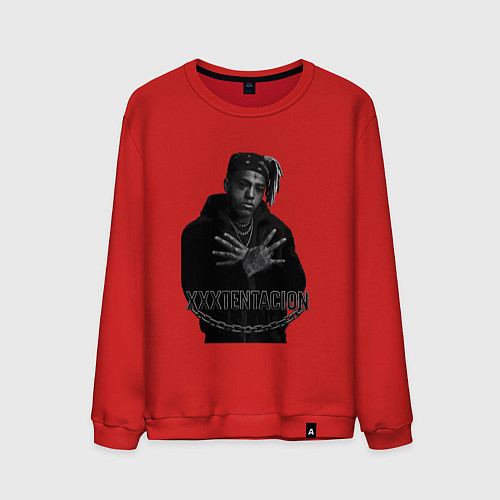 Мужской свитшот XXXTentacion в черно-белом стиле / Красный – фото 1