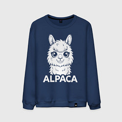 Свитшот хлопковый мужской Альпака с большими глазами, цвет: тёмно-синий