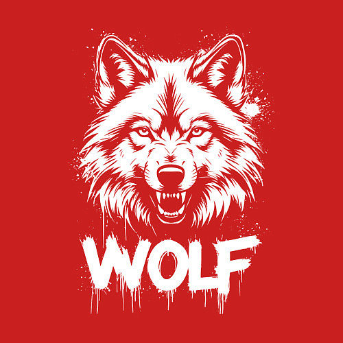 Мужской свитшот Яростный волк / Красный – фото 3