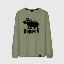 Свитшот хлопковый мужской Бегемот в стиле граффити, цвет: авокадо