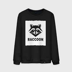 Свитшот хлопковый мужской Енот белый штрих, цвет: черный