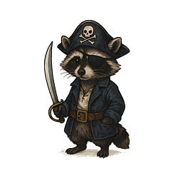 Свитшот хлопковый мужской Енот пират, цвет: белый — фото 2