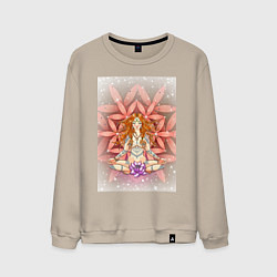 Свитшот хлопковый мужской Йогиня в позе лотоса, цвет: миндальный
