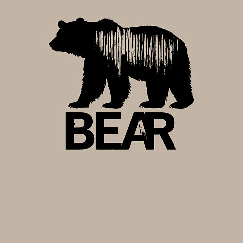 Мужской свитшот Черный медведь с полосами / Миндальный – фото 3