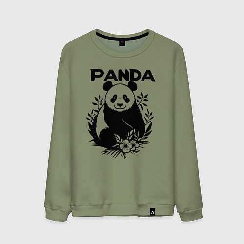 Мужской свитшот Панда с цветами / Авокадо – фото 1
