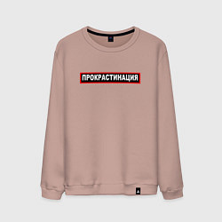 Свитшот хлопковый мужской Прокрастинация, цвет: пыльно-розовый
