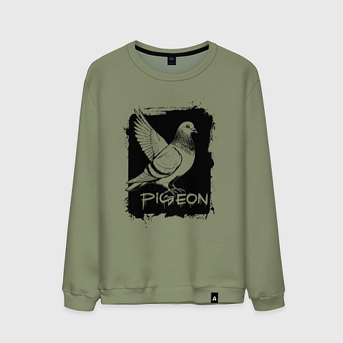 Мужской свитшот Голубь в стиле граффити / Авокадо – фото 1