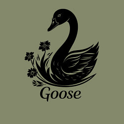 Свитшот хлопковый мужской Гусь с цветами, цвет: авокадо — фото 2