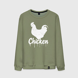 Свитшот хлопковый мужской Курица в стиле белое граффити, цвет: авокадо
