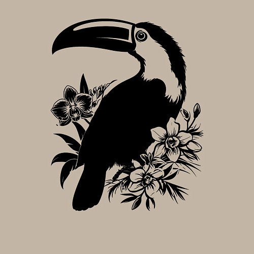 Мужской свитшот Тукан и цветы / Миндальный – фото 3