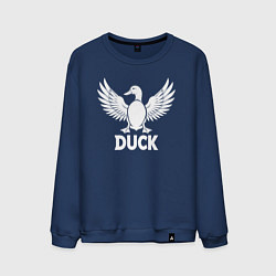 Свитшот хлопковый мужской Летящая утка, цвет: тёмно-синий