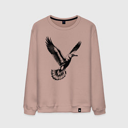 Свитшот хлопковый мужской Полет чайки, цвет: пыльно-розовый