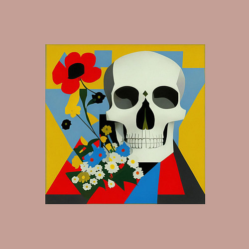 Мужской свитшот Череп в красочных цветах / Пыльно-розовый – фото 3