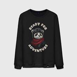 Свитшот хлопковый мужской Готов к приключениям, цвет: черный