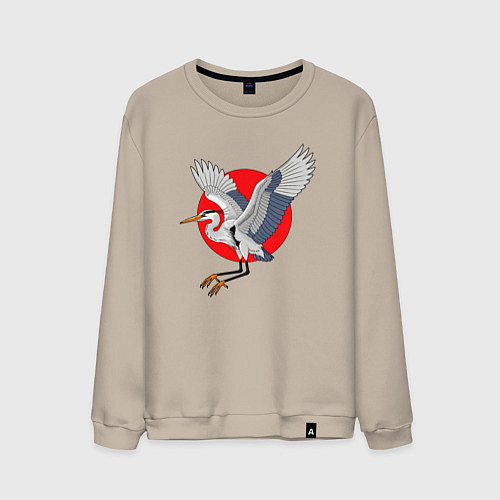 Мужской свитшот Цапля на закате / Миндальный – фото 1