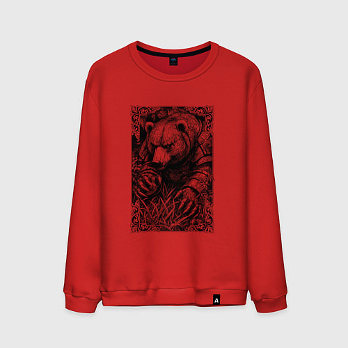 Мужской свитшот Атакующий мишка / Красный – фото 1