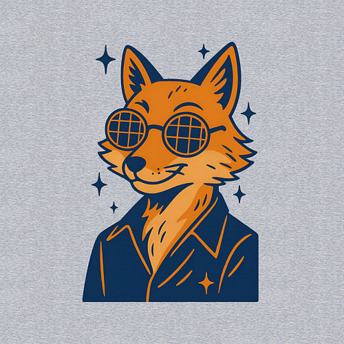 Мужской свитшот Лиса в очках / Меланж – фото 3