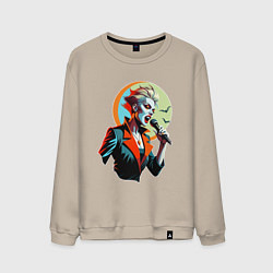 Мужской свитшот Певица рок вампир с микрофоном