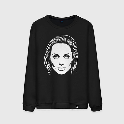 Мужской свитшот Анджелина Джоли лицо / Черный – фото 1