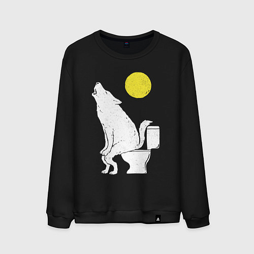 Мужской свитшот Срущий волк / Черный – фото 1