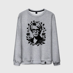 Мужской свитшот Энди Уорхол в цветочном обрамлении