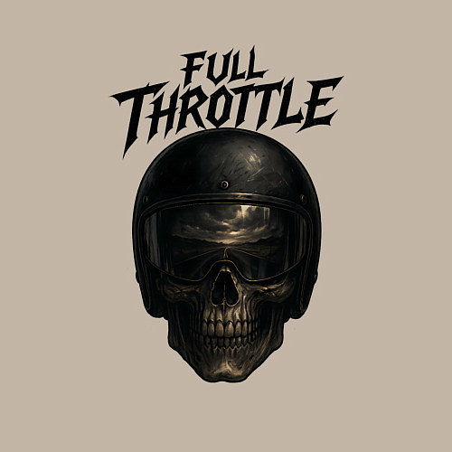 Мужской свитшот Full throttle Череп мотоциклиста / Миндальный – фото 3