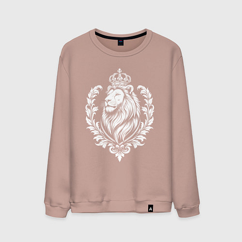 Мужской свитшот Геральдический лев в короне / Пыльно-розовый – фото 1