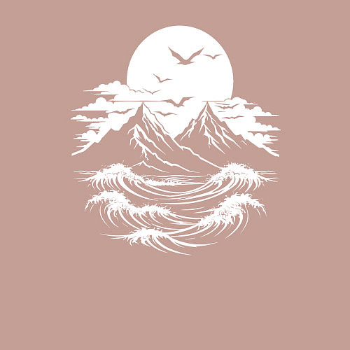 Мужской свитшот Сахалинский бурный пейзаж / Пыльно-розовый – фото 3