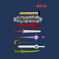 Свитшот хлопковый мужской Adventure time swords, цвет: тёмно-синий — фото 2