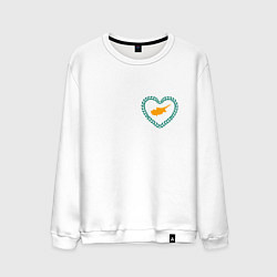 Свитшот хлопковый мужской Кипр в сердечке, цвет: белый