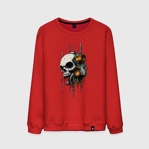 Мужской свитшот Биокибернетический череп / Красный – фото 1