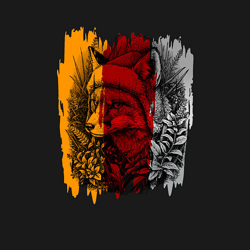 Мужской свитшот Лис в зимней шапке / Черный – фото 3