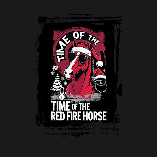 Мужской свитшот Красный огненный конь / Черный – фото 3