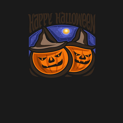 Мужской свитшот Happy halloween pumpkin / Черный – фото 3