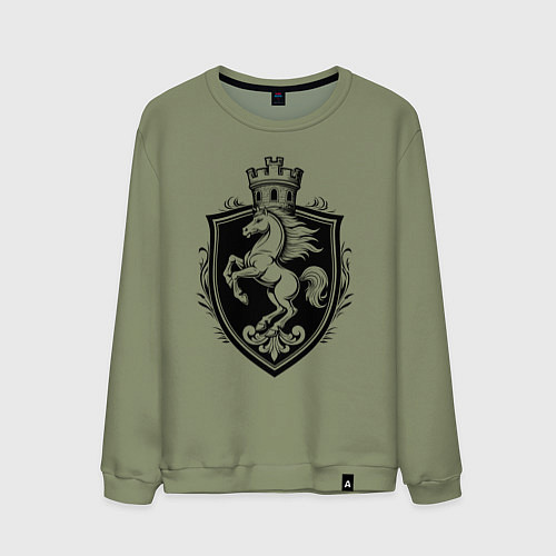 Мужской свитшот Герб с конем и башней / Авокадо – фото 1