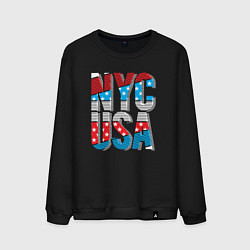 Свитшот хлопковый мужской NYC - USA, цвет: черный