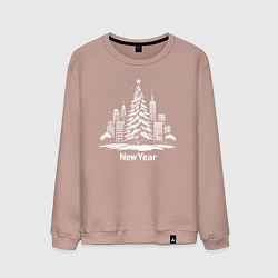 Свитшот хлопковый мужской Новогодняя сказка Нью-Йорка, цвет: пыльно-розовый