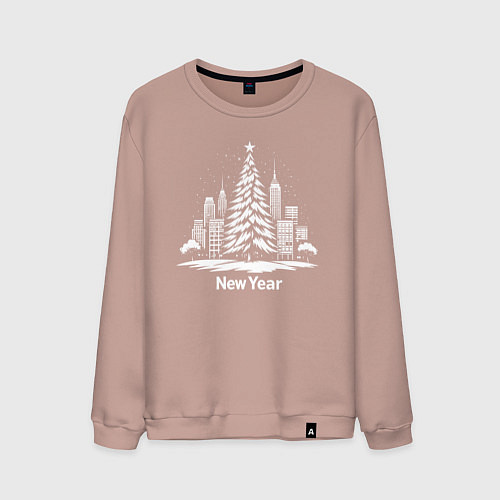 Мужской свитшот Новогодняя сказка Нью-Йорка / Пыльно-розовый – фото 1