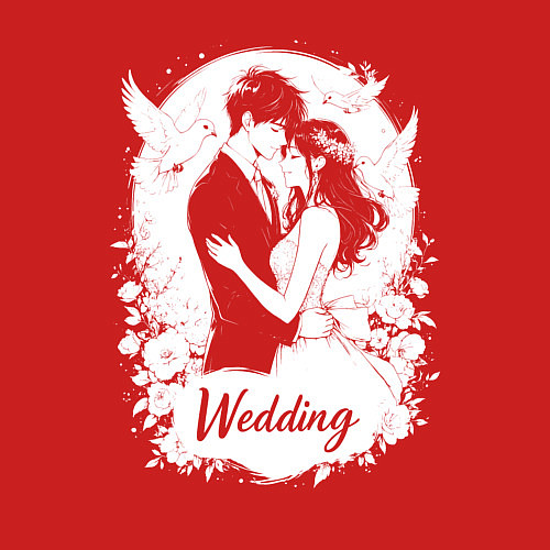 Мужской свитшот Свадьба в стиле аниме / Красный – фото 3